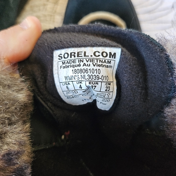 VGUC Sorel Explorer Joan Winter Boots Black Suede Faux Fur Waterproof Women 6 - Picture 16 of 16